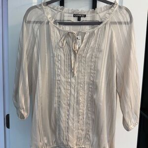 Express Women's Sheer Cream Blouse
